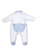 First First - Kruippakje wit/blauw gestreept