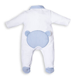 First First - Kruippakje wit/blauw gestreept