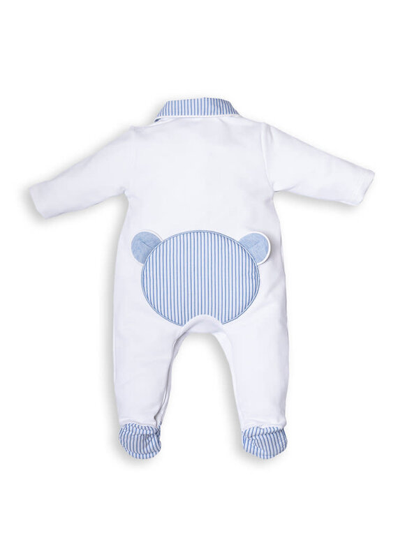 First First - Kruippakje wit/blauw gestreept