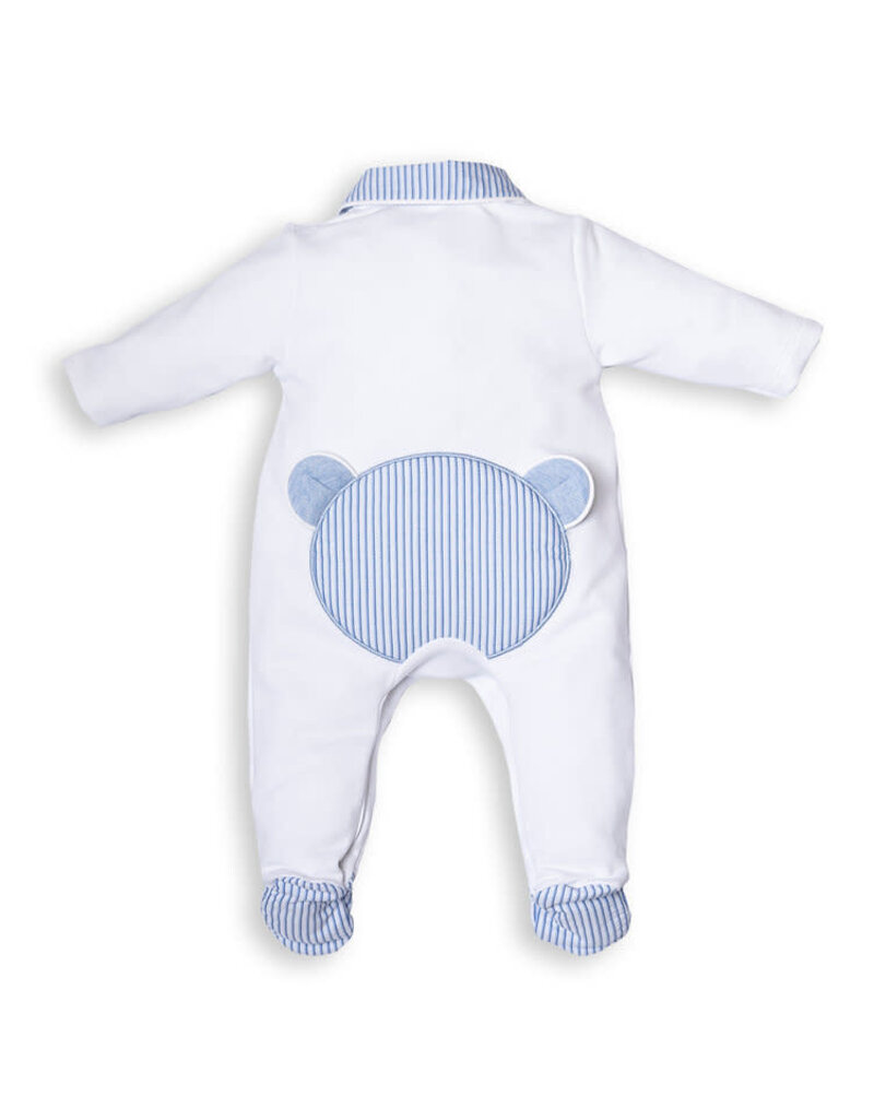 First First - Kruippakje wit/blauw gestreept