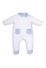 First First - Kruippakje wit/blauw gestreept