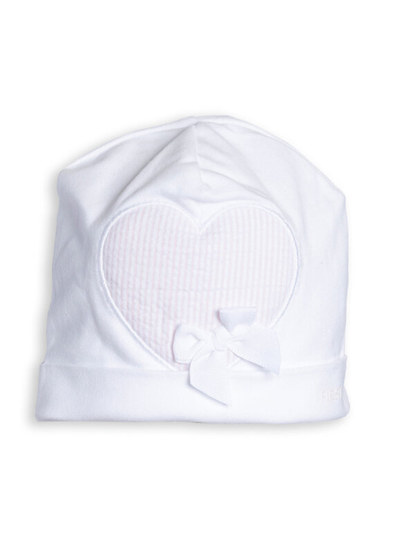 First First - Newborn muts - wit/roze strikje  38