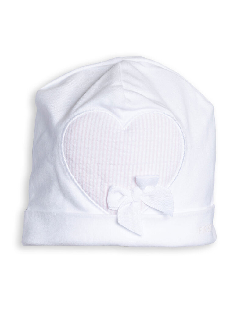 First First - Newborn muts - wit/roze strikje  38