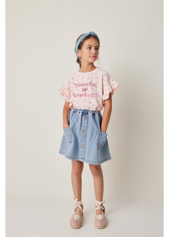 Tocoto Vintage - cropped blouse (spons) ruffle pink