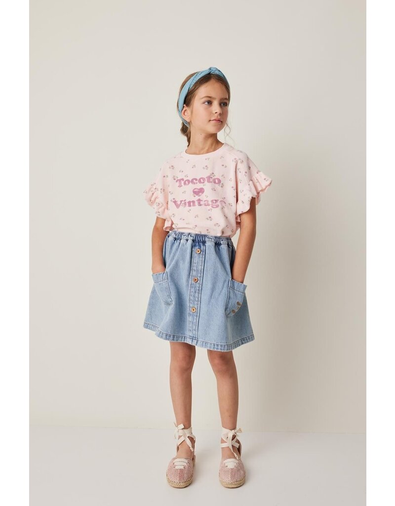 Tocoto Vintage - cropped blouse (spons) ruffle pink