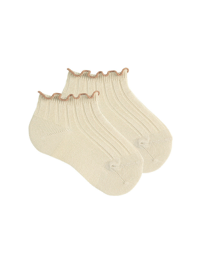 Condor Ruffle rib enkel sok - linen/nougat