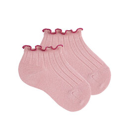 Condor Ruffle rib enkel sok - pale pink