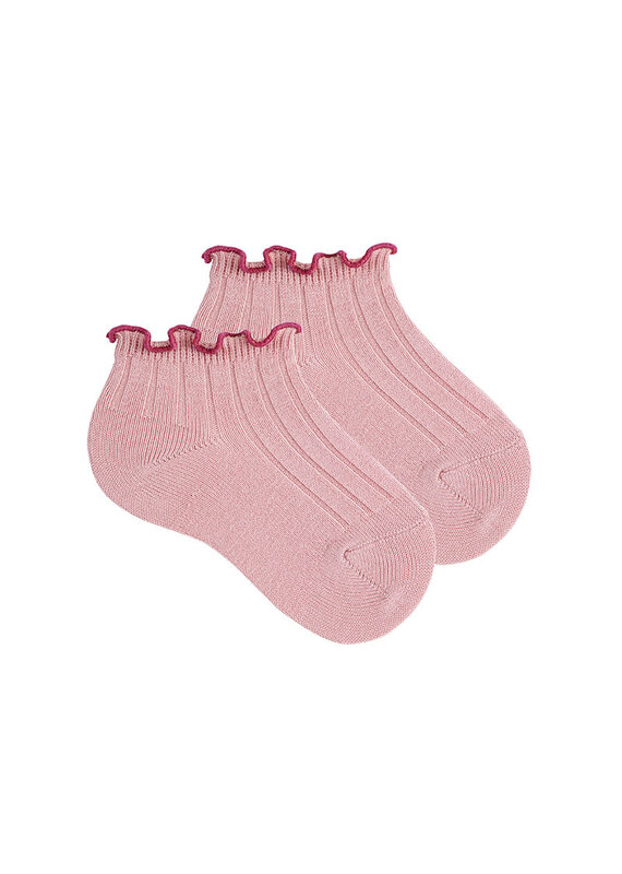 Condor Ruffle rib enkel sok - pale pink