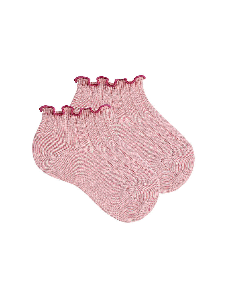 Condor Ruffle rib enkel sok - pale pink