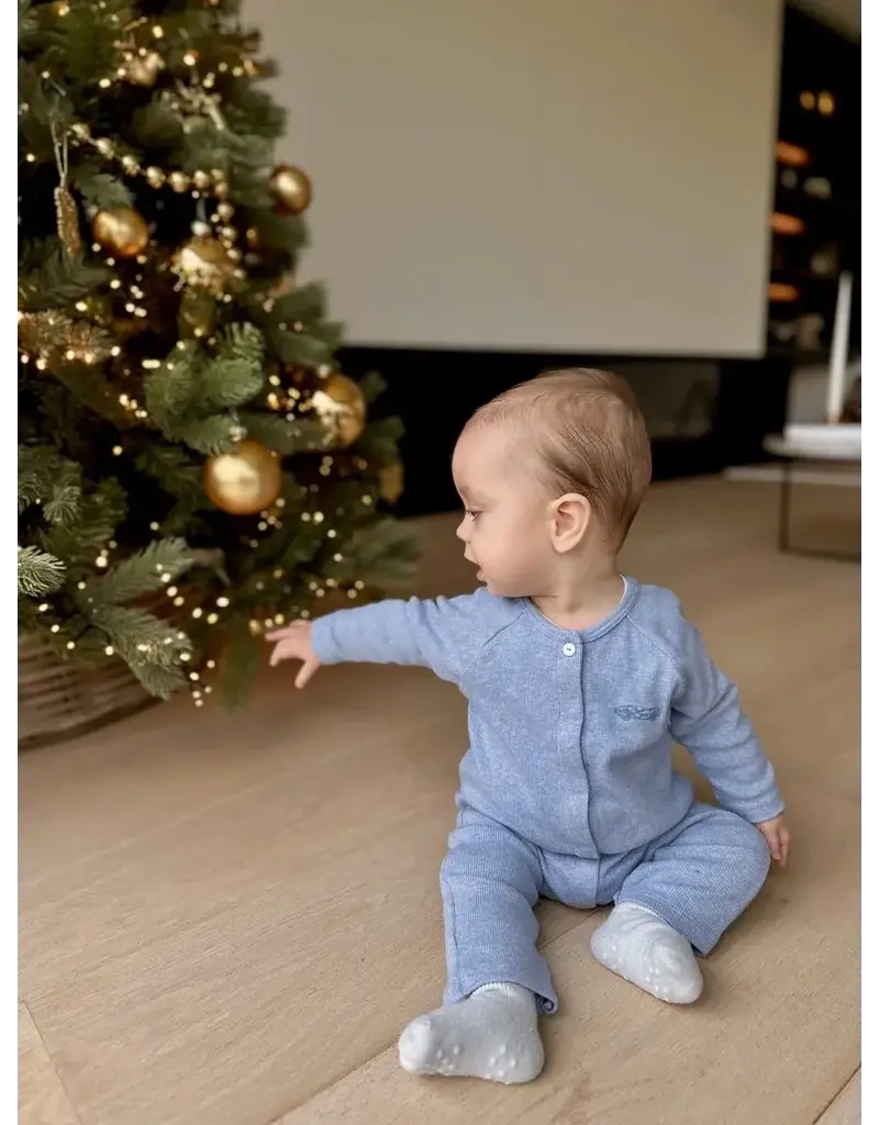 Poetree Kids Poetree-babypakje Ollie- rib-denim blue