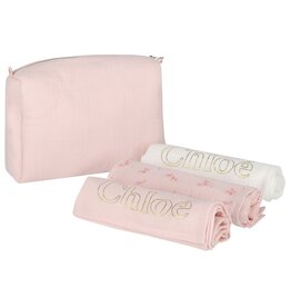 Chloé Chloé - Newborn set toilettas en tetradoeken roze