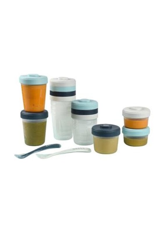Beaba Beaba - 1ste Maaltijd Storm Dark Blue Light Blue - 2x90ml +4x150ml +6x250ml +2 Siliconen Lepels