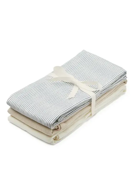 CamCam Copenhagen Cam Cam- muslin cloth set classic stripes bleu