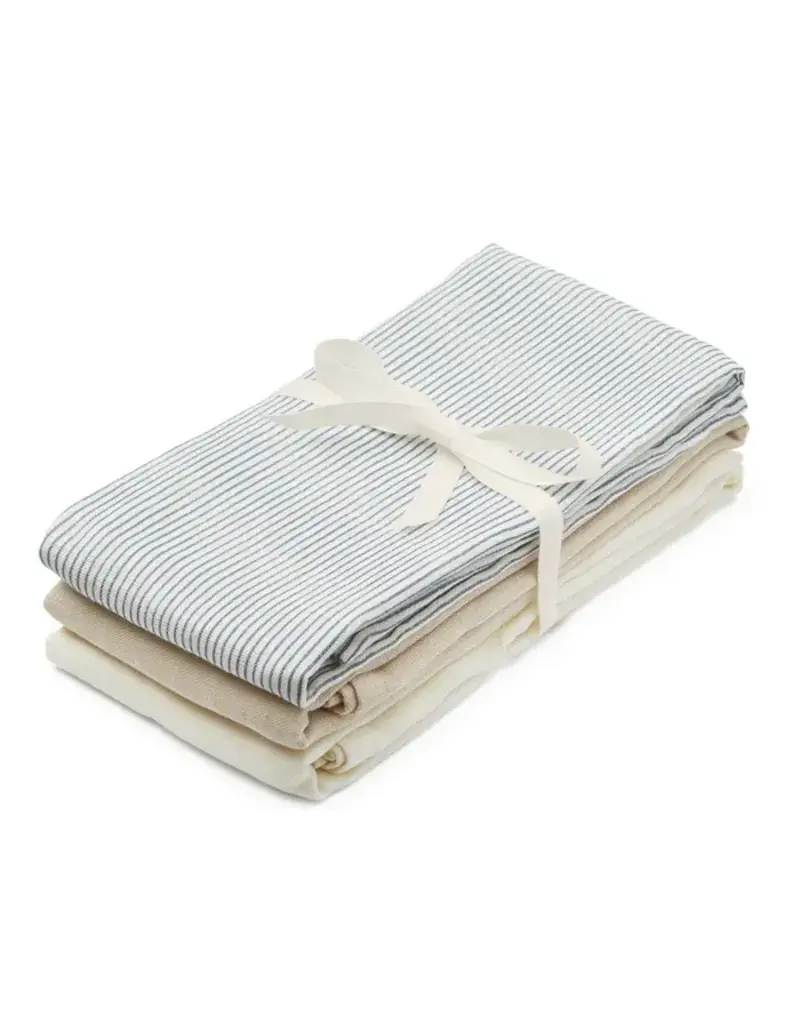 CamCam Copenhagen Cam Cam- muslin cloth set classic stripes bleu