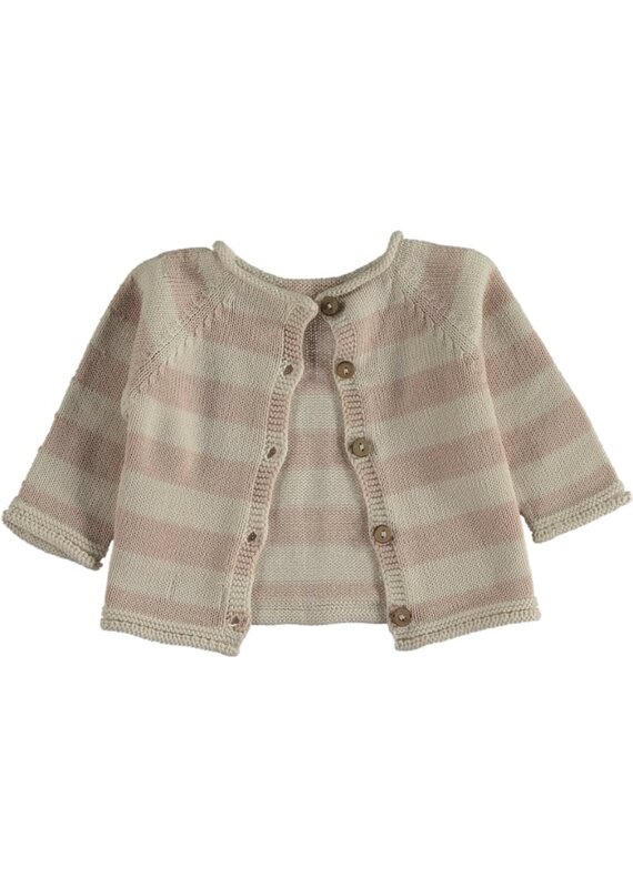 Li & Me Knitted Striped sweater - Bochi cream/rose