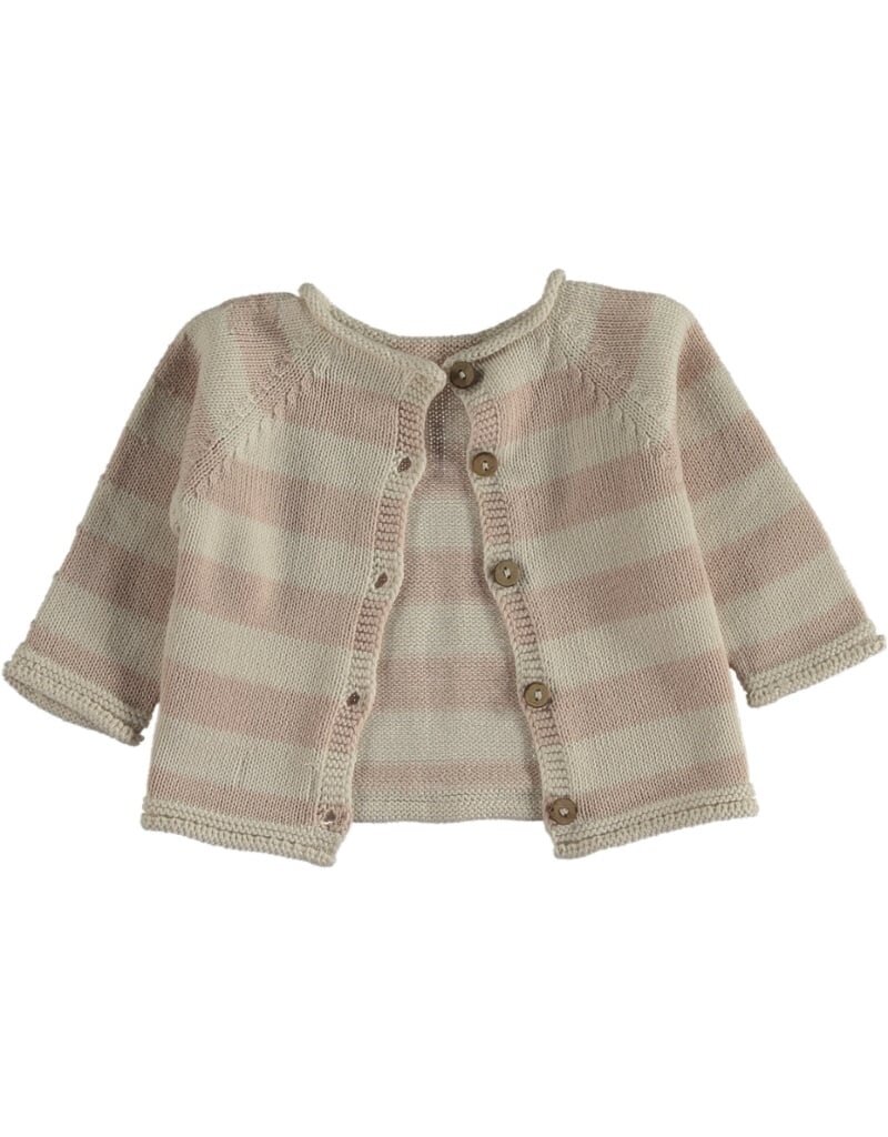 Li & Me Knitted Striped sweater - Bochi cream/rose