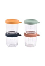 Beaba kleurijke set van 4 glazen potjes
