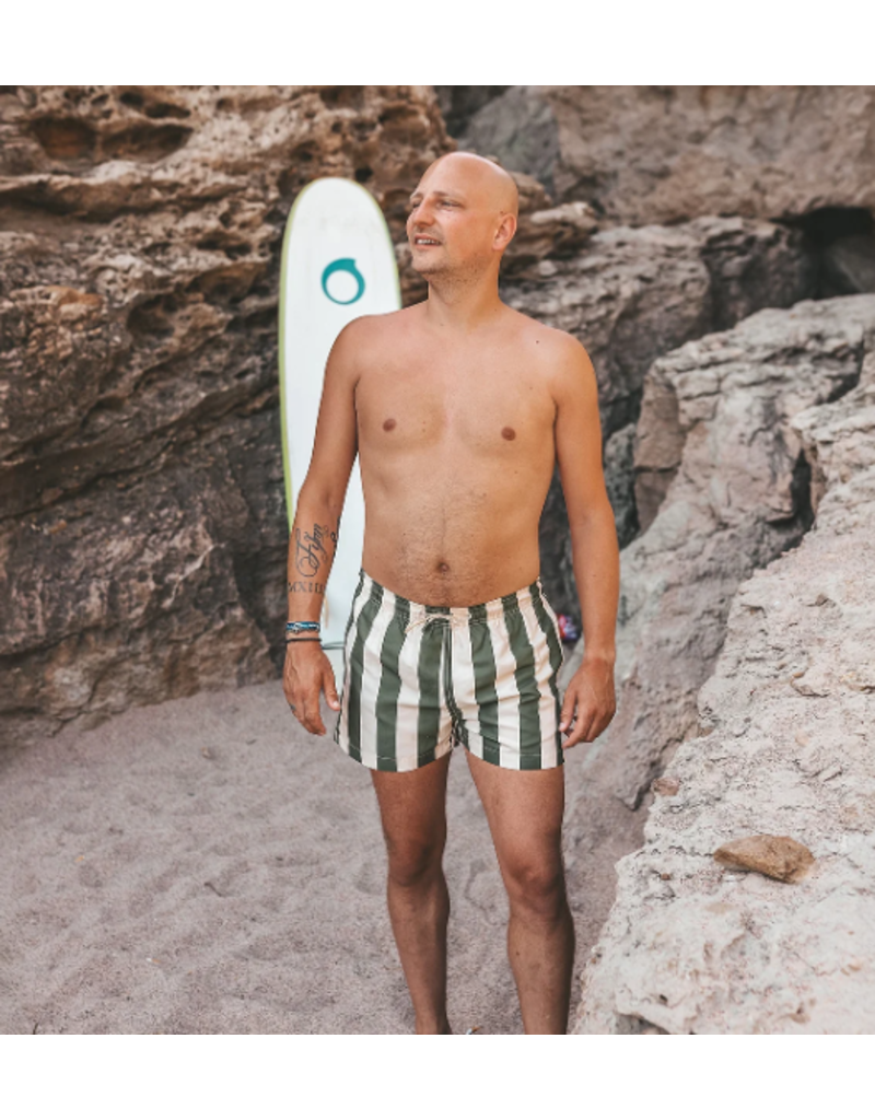 Salted Stories - Zwembroek brede groene streep - Papa