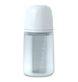 suavinex Siliconen flesje-medium flow-blauw-240ml