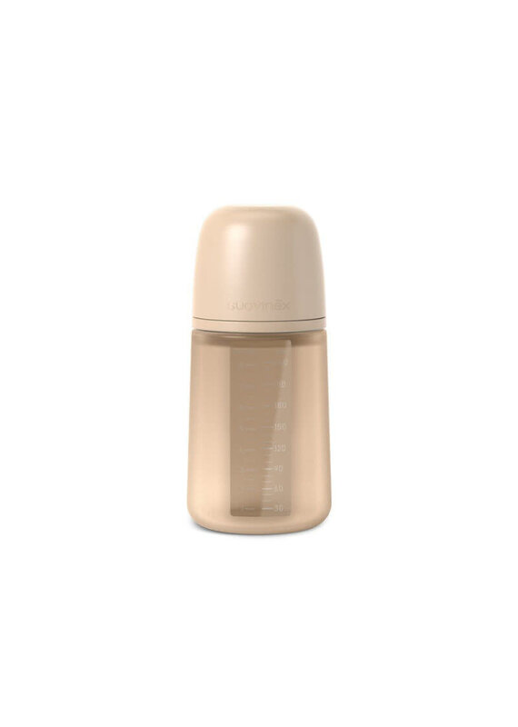 suavinex Siliconen flesje-medium flow-beige-240ml