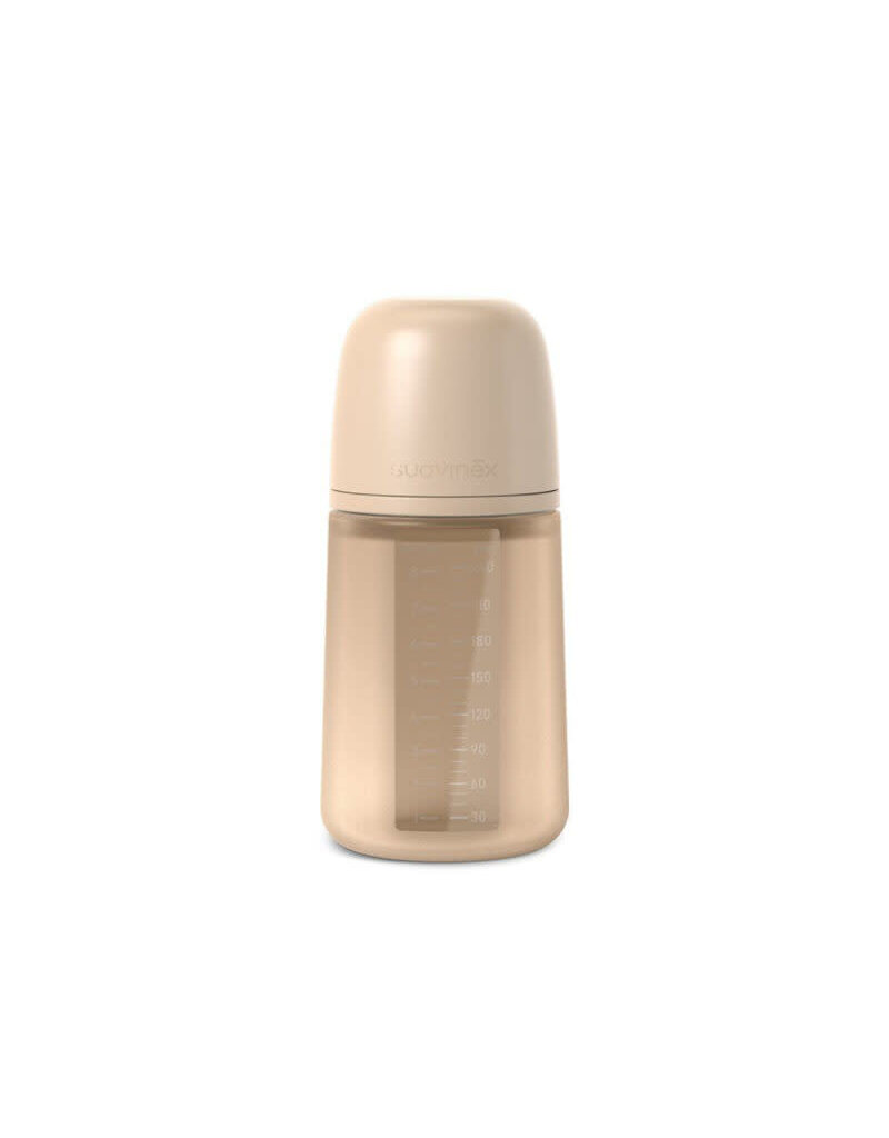 suavinex Siliconen flesje-medium flow-beige-240ml