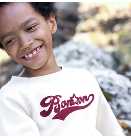 Bonton Bonton -  Trui ecru / roestbruin logo