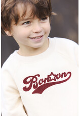 Bonton Bonton -  Trui ecru / roestbruin logo