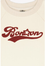 Bonton Bonton -  Trui ecru / roestbruin logo