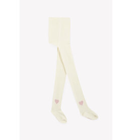 Bonton Bonton - Collants - Ecru met roze hartje
