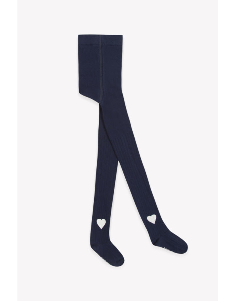 Bonton Bonton - Collants - Donker blauw met lichtblauw hartje