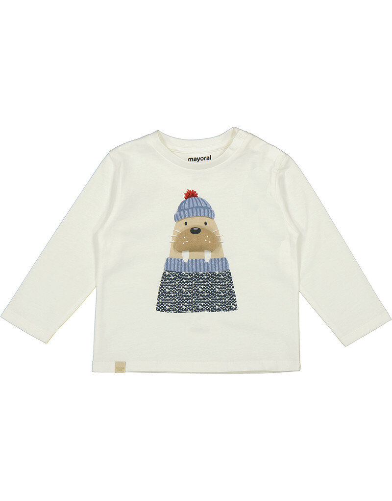 mayoral T-shirt lange mouwen - Zeehond / Cream
