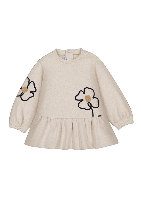 mayoral Kleedje - sweater embroidery flower - zand