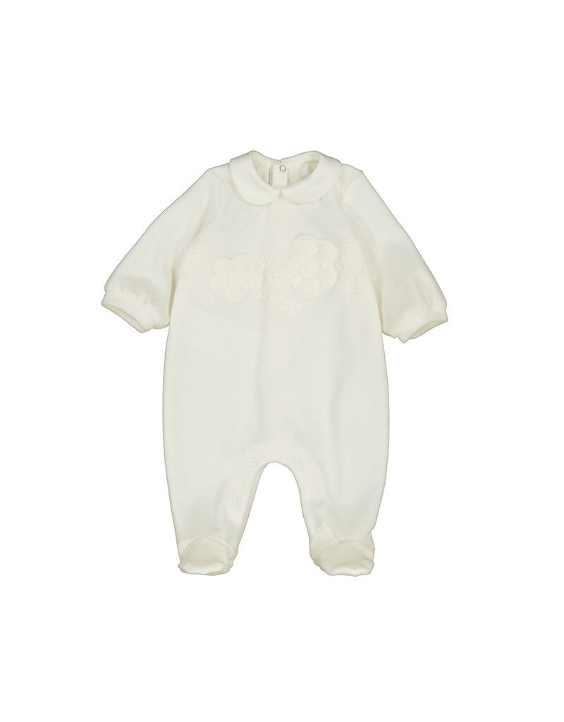 mayoral Kruippakje velours - offwhite flowers