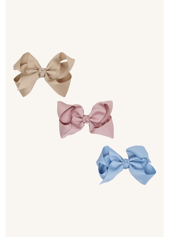 Hust and Claire Set van drie haarstrikken - beige/roze/blauw