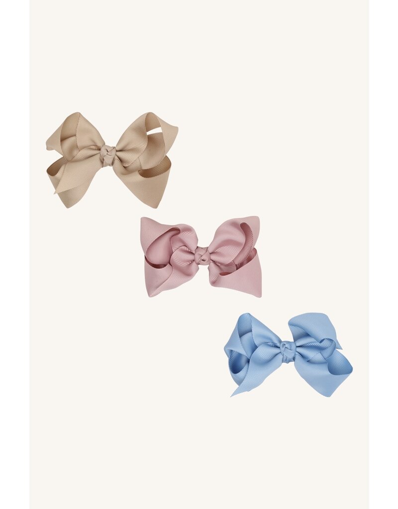 Hust and Claire Set van drie haarstrikken - beige/roze/blauw