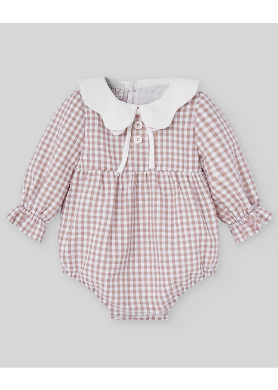 Paz Rodriguez Bloomer met kraagje-geruit-Lichtbruin/wit