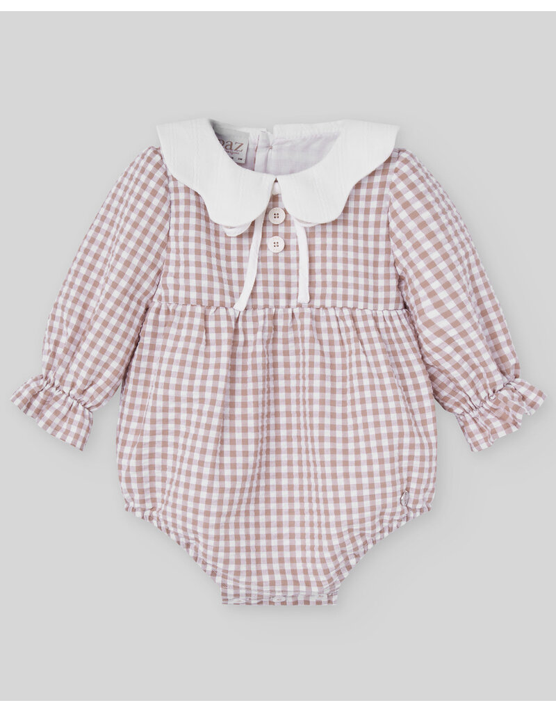 Paz Rodriguez Bloomer met kraagje-geruit-Lichtbruin/wit