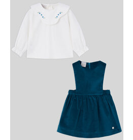 Paz Rodriguez Paz-Set jurk met bloesje-blauwgroen