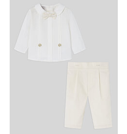 Paz Rodriguez Paz-Set Broek met hemd en strikje-cream