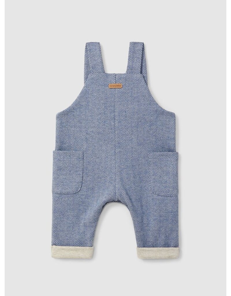 Laranjinha Laranjinha - Salopette boys - Visgraatmotief - blauw