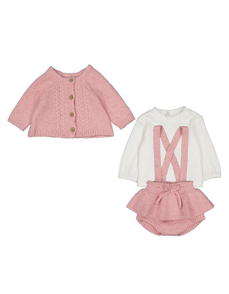 mayoral Mayoral-set met bloomer, trui en cardigan-roze/wit