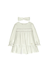 mayoral Mayoral-jurkje in velours met haarband-wit