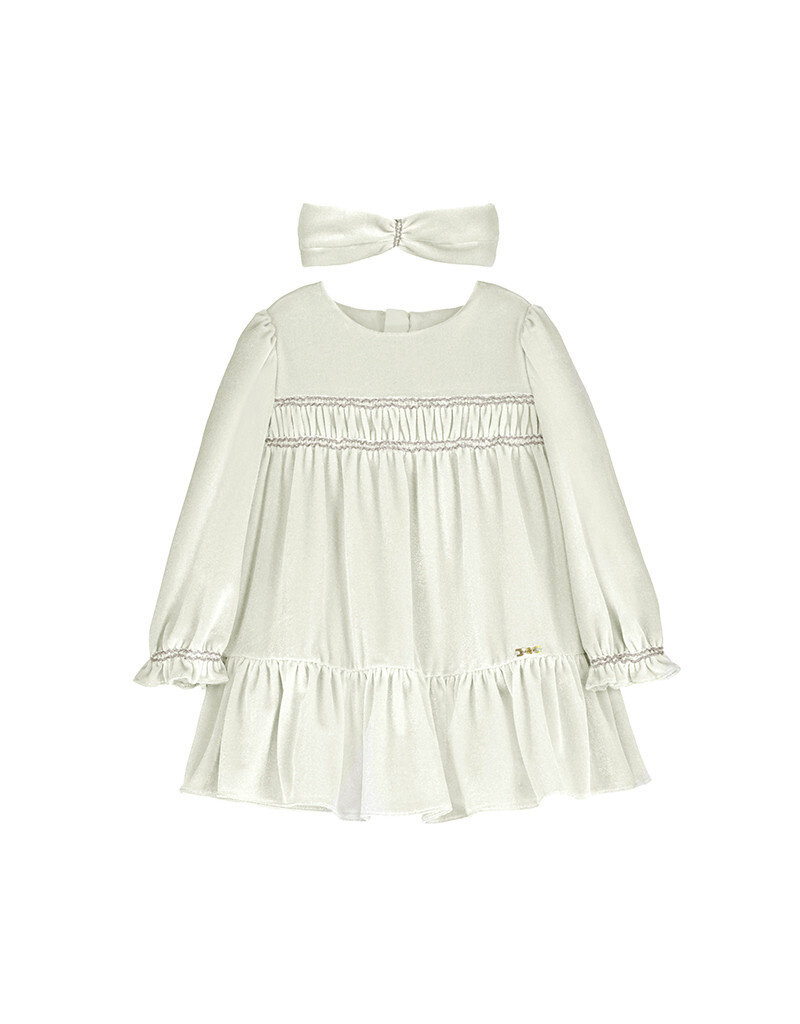 mayoral Mayoral-jurkje in velours met haarband-wit