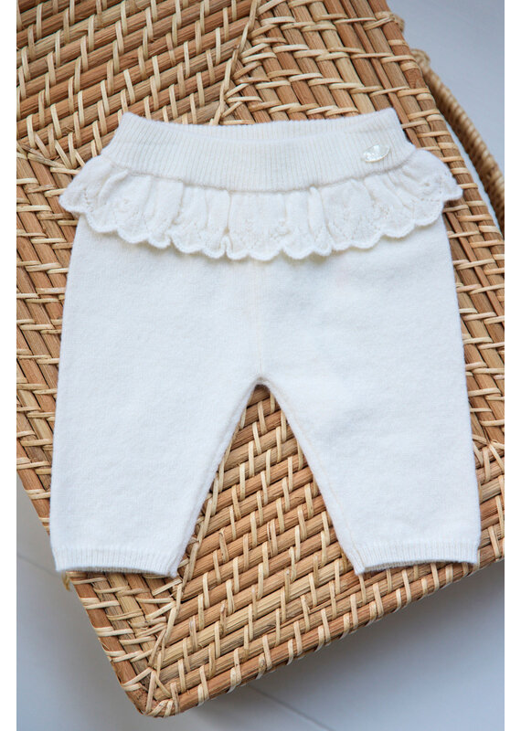 Tartine & Chocolat Tartine-Broek ecru met ruches-wol