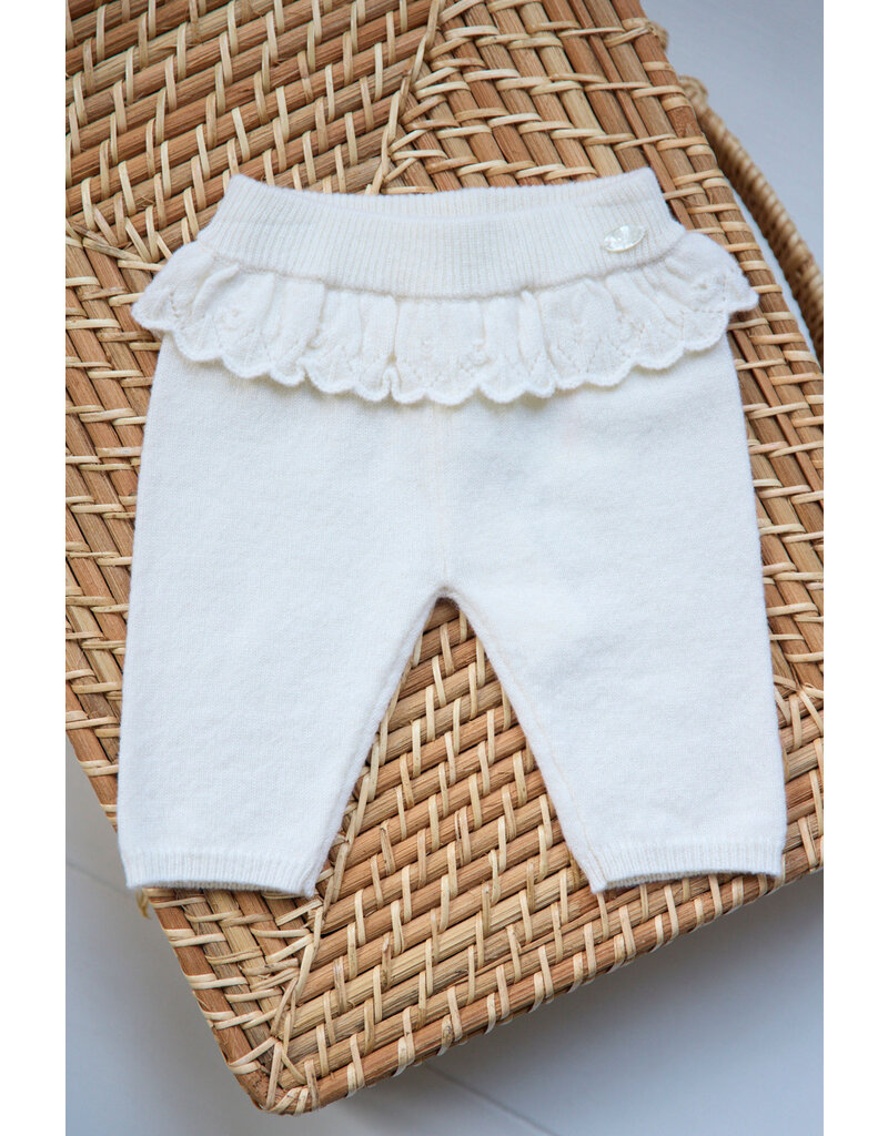 Tartine & Chocolat Tartine-Broek ecru met ruches-wol