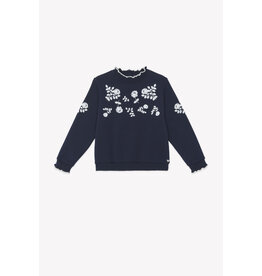 Tartine & Chocolat Tartine-donkerblauwe sweater, witte bloemen
