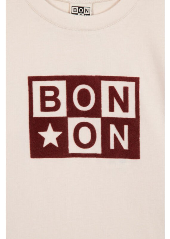 Bonton Bonton-T-shirt-ecru met logo roest
