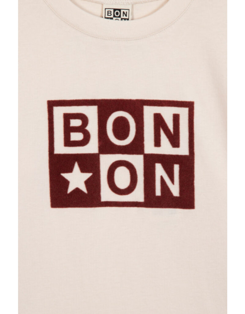 Bonton Bonton-T-shirt-ecru met logo roest
