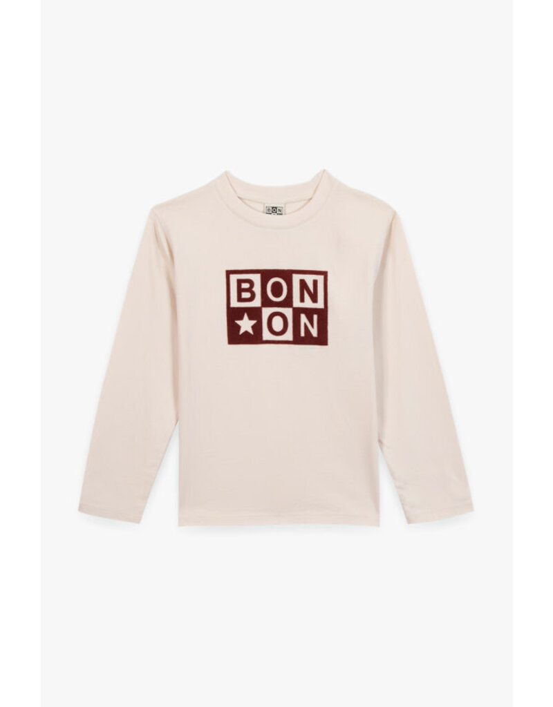 Bonton Bonton-T-shirt-ecru met logo roest