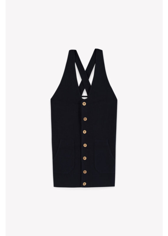 Bonton Bonton-jurk zonder mouw-marine